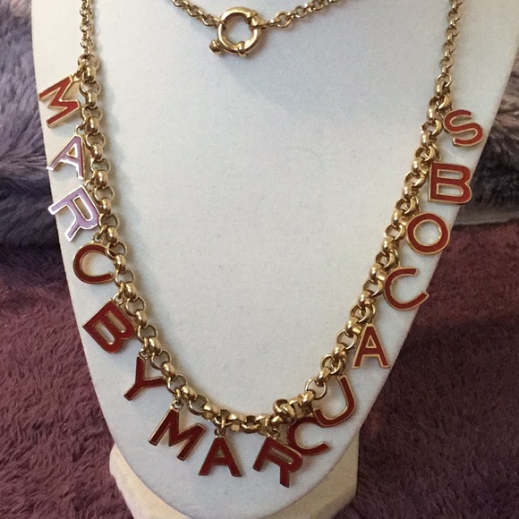 Rare Marc by Marc Jacobs Gold Toned & Red Enameled Necklace - Picture 6 of 16